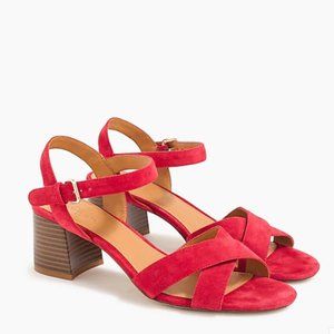 Suede low block-heel sandals Dark Poppy Size 9 NWT (in box)